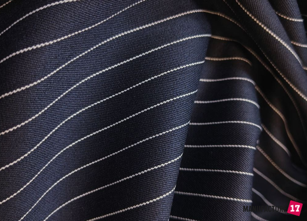 Костюмная ткань тёмно-синяя в полоску, 