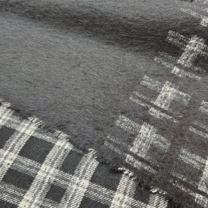 Пальтова тканина альпака вовна чорна + біло-сіра клітинка, пальтова тканина альпака вовна купити, пальтова, вовна, шерсть, тканина на пальто